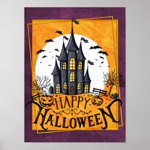 Haunted House Happy Halloween Poster