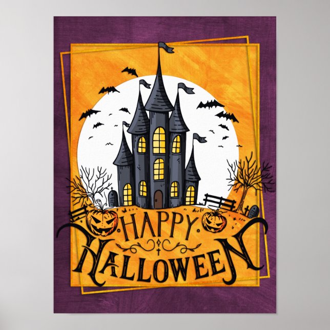 Haunted House Happy Halloween Poster (Front)