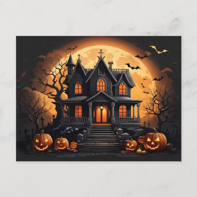 Haunted house holiday postcard (Front)