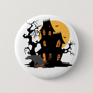 Haunted House Howl: Pooping Pup Halloween 2 Inch Round Button