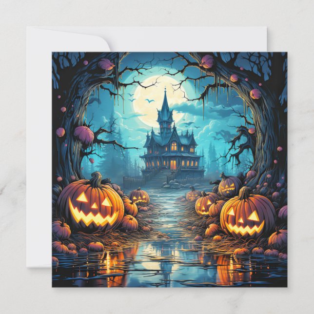 Haunted House In the Moonlight Card (Front)