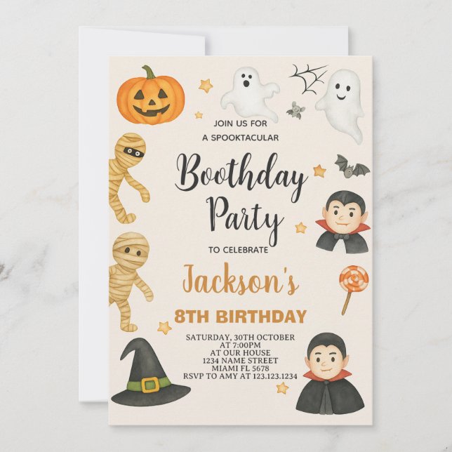 Haunted House Kids Halloween Invitation Anniversai (Devant)