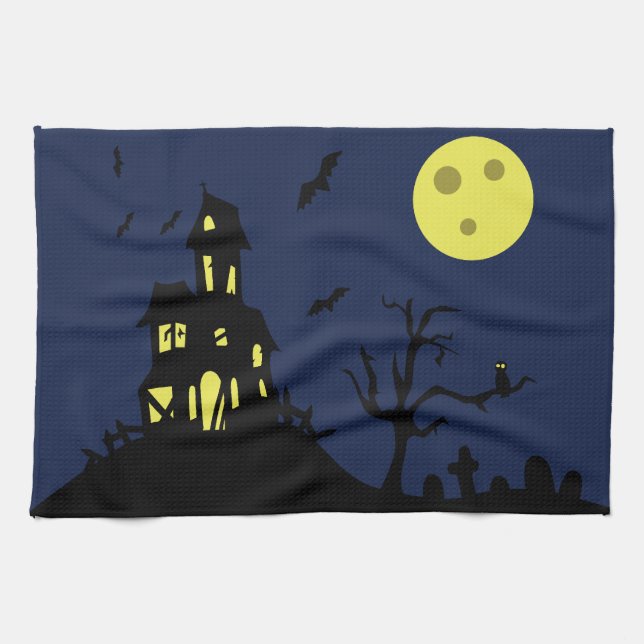 Haunted House Kitchen Towel (Horizontal)