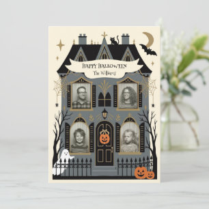 Haunted House Multi Photo Personalized Halloween Holiday Card
