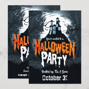 Haunted House on the Hill Halloween Costume Party Invitation