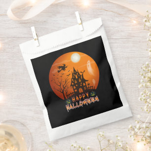 Haunted House Orange and Black Happy Halloween Favour Bag