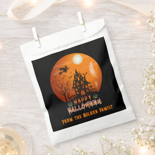 Haunted House Orange and Black Happy Halloween Favour Bag