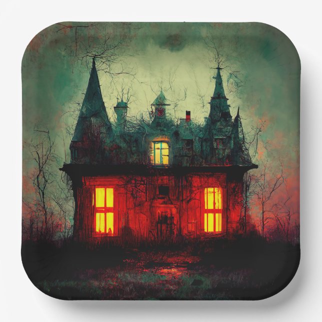 Haunted House  Paper Plate (Front)