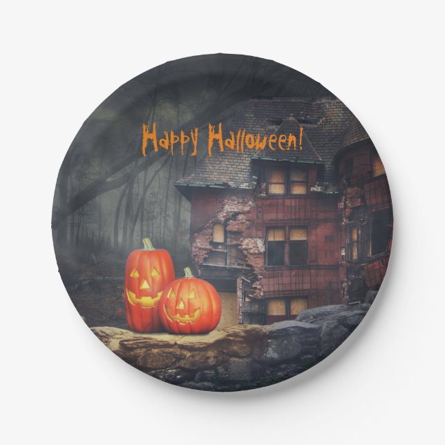Haunted House Paper Plate (Front)