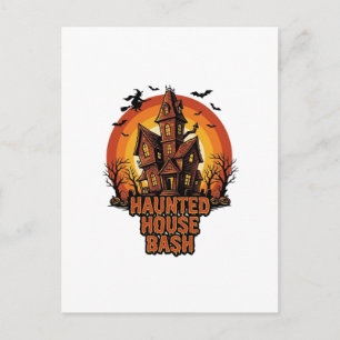 Haunted House Party Vintage Engraving Halloween De Postcard