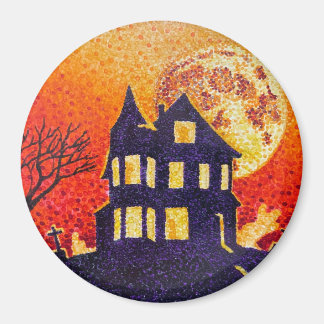 Haunted House Pointillism Magnet