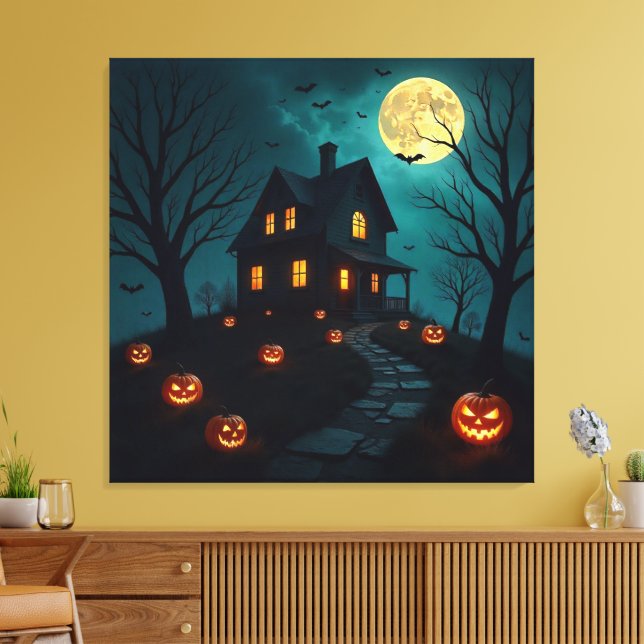 Haunted House Premium Wrapped Canvas (Insitu(LivingRoom))