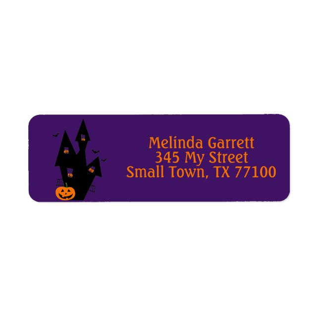 Haunted House Pumpkin Fun Halloween Custom Address (Front)