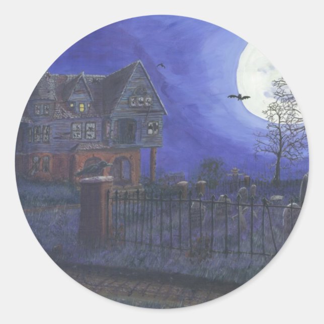 Haunted House Round Sticker (Front)