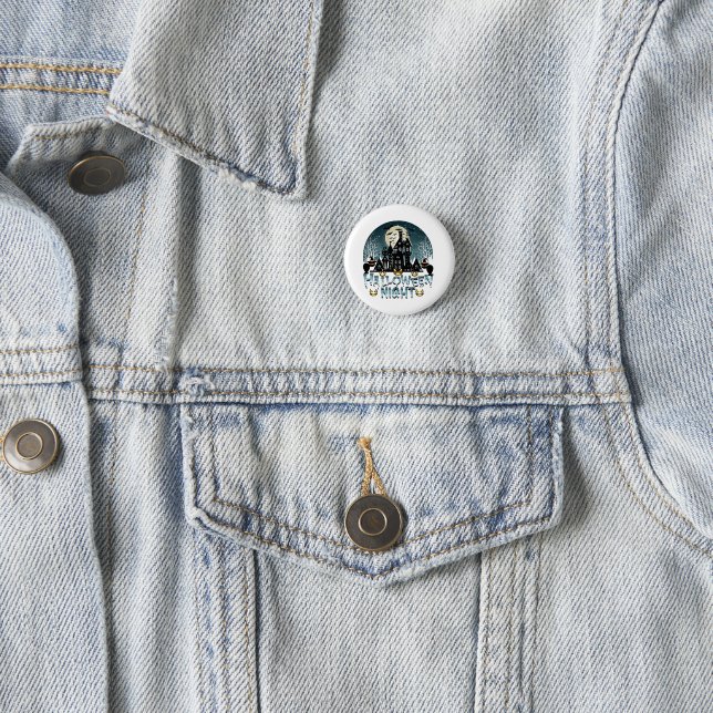 Haunted House, Scary Halloween Night 1 Inch Round Button (In Situ)