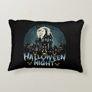 Haunted House, Scary Halloween Night Accent Pillow