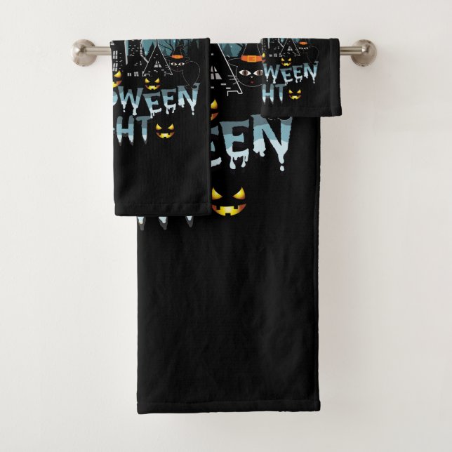 Haunted House, Scary Halloween Night Bath Towel Set (Insitu)