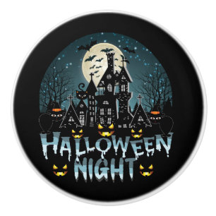 Haunted House, Scary Halloween Night Ceramic Knob