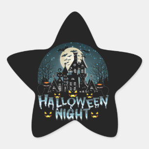 Haunted House, Scary Halloween Night Star Sticker