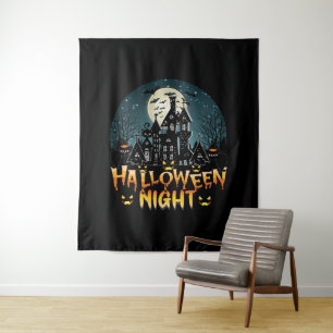 Haunted House, Scary Halloween Night Tapestry