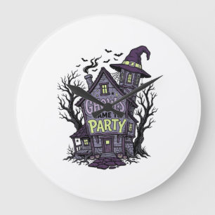 Haunted House Shirt Cute Spooky Party Halloween De Large Clock