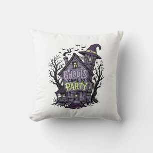 Haunted House Shirt Cute Spooky Party Halloween De Throw Pillow