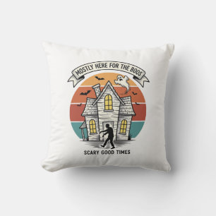 Haunted House Shirt Funny Vintage Halloween Scare Throw Pillow