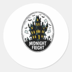 Haunted House Shirt Scary Night Halloween Vector_1 Classic Round Sticker
