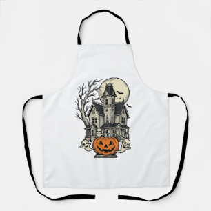 Haunted House Shirt Vintage Engraving Halloween De Apron