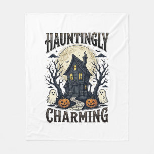 Haunted House Shirt Vintage Halloween Cottage Desi Fleece Blanket
