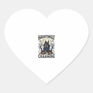 Haunted House Shirt Vintage Halloween Cottage Desi Heart Sticker