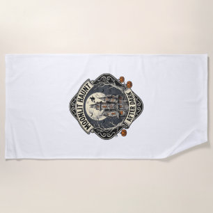 Haunted House Shirt Vintage Halloween Moon Witch D Beach Towel