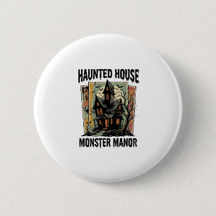 Haunted House Shirt Vintage Monster Manor Design 2 Inch Round Button