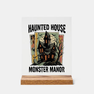 Haunted House Shirt Vintage Monster Manor Design Acrylic Sign