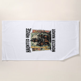 Haunted House Shirt Vintage Monster Manor Design Beach Towel