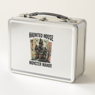Haunted House Shirt Vintage Monster Manor Design Metal Lunch Box