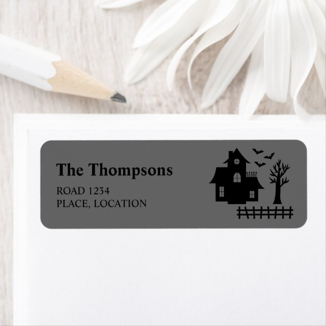 Haunted House Silhouette And Custom Text Halloween (Insitu)