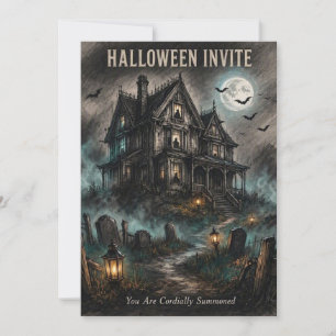 Haunted House Social • Victorian Mansion Halloween Invitation
