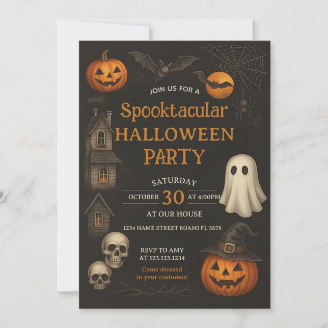 Haunted House Spooktacular Halloween Invitation (Front)