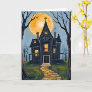 Haunted House   Spooky Halloween  Card