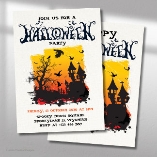Haunted House Spooky Vintage Halloween Party Invitation