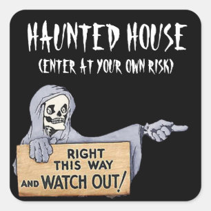 Haunted House Square Sticker