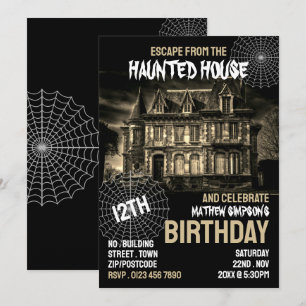Haunted House Theme, Escape Room, Birthday Party Invitation