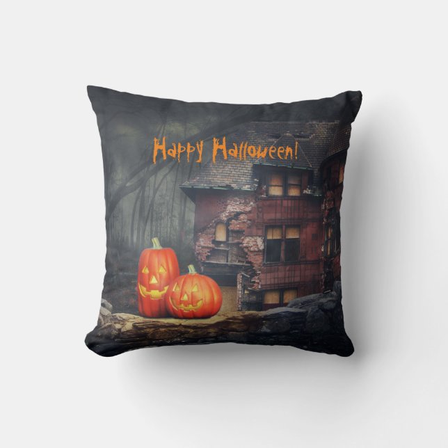 Haunted House Throw Pillow (Front)