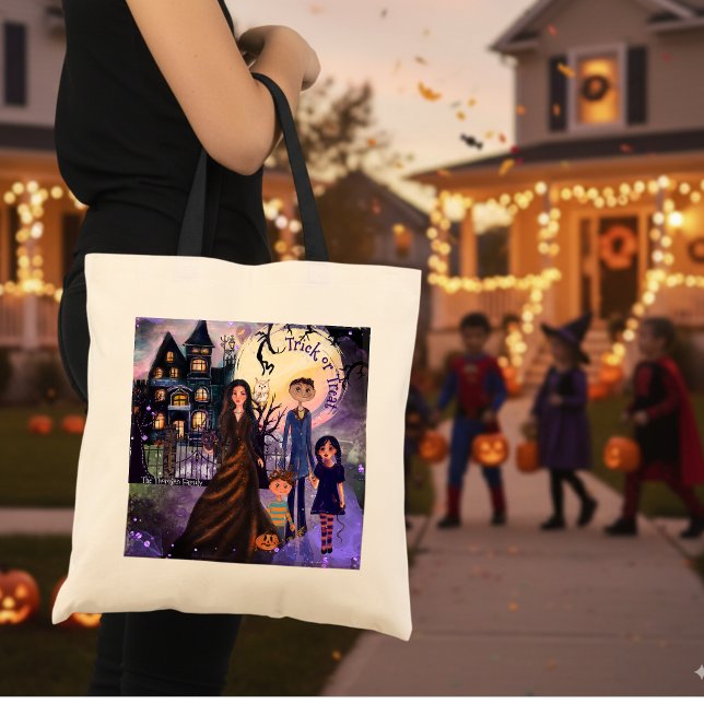 Haunted House "Trick or Treat" Sac fourre-tout bud (Haunted House Trick or Treat Budget Tote Bag)