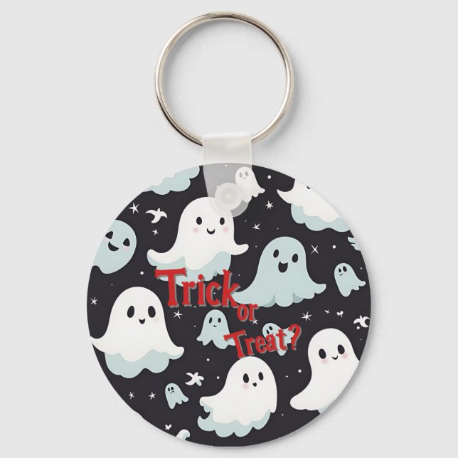 Haunted House Trick Treat Halloween Keychain (Front)
