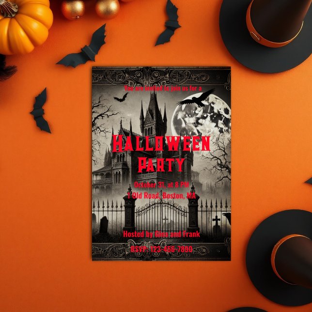 Haunted House Victorian Vintage Halloween Party Invitation (Haunted House Victorian Vintage Halloween Party Invitation)