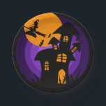 Haunted House Witch Purple Orange Halloween Party Paper Plate<br><div class="desc">Haunted House Witch Purple Orange Halloween Party Paper Plates</div>