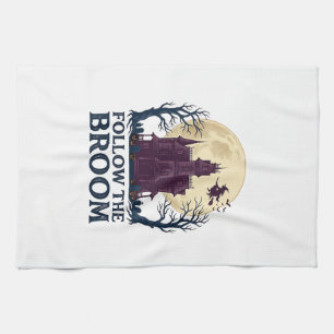 Haunted House Witch Shirt Vintage Halloween Engrav Kitchen Towel