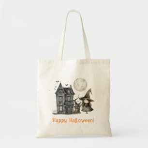 Haunted House Witch Spooky Witch Halloween Tote Bag